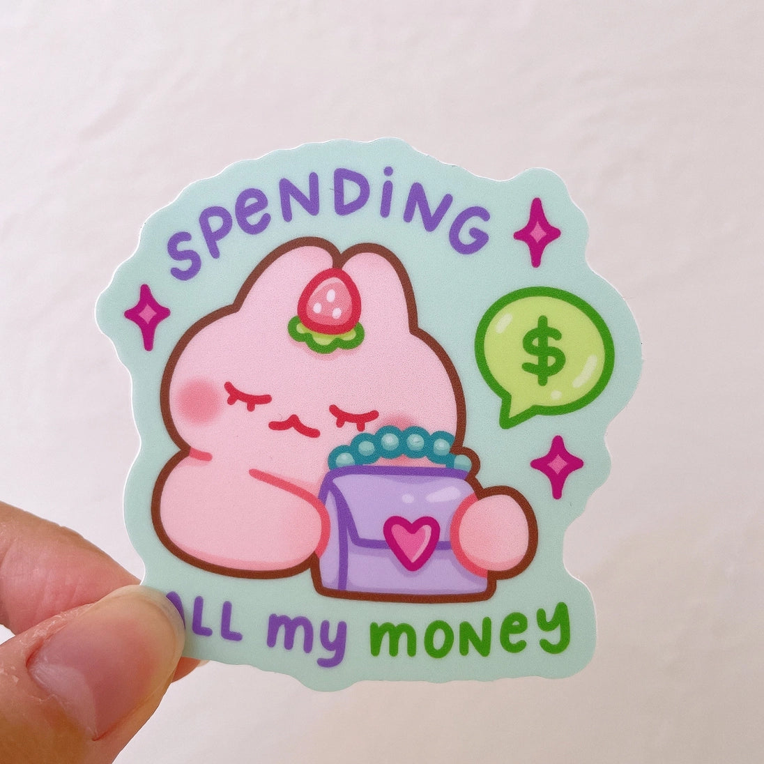 Sticker Lapin Spending All My Money Sticky Rice