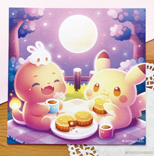 Print carré Pikachu et Salamèche par Firepiggy
