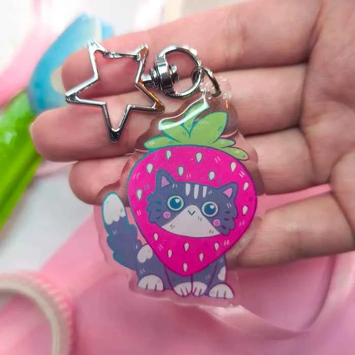 Porte-clé Chat Fraise - Seyue
