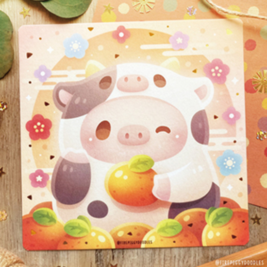 Print carré Cochon Vache par Firepiggy