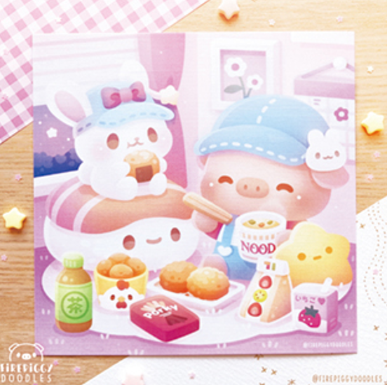 Print carré Cochon par Firepiggy