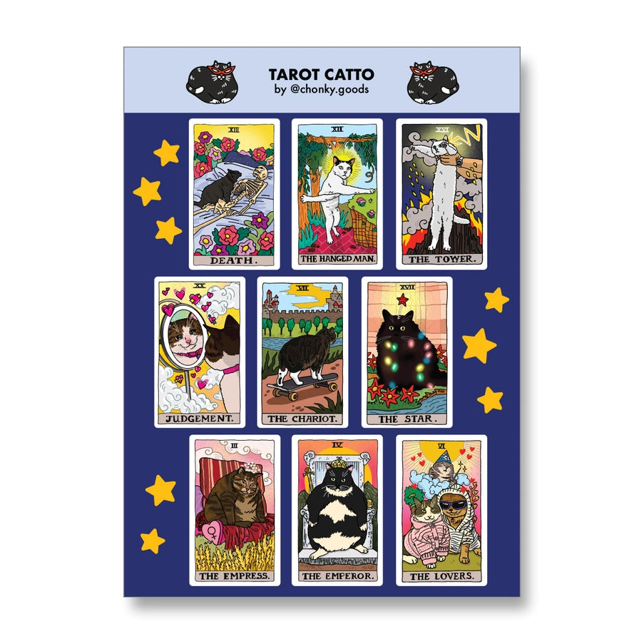 Sticker Sheet Meme Chats Tarot 2 Ping Hatta Studio - Rocket