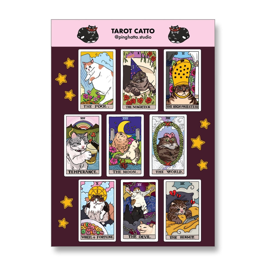 Sticker Sheet Meme Chats Tarot Ping Hatta Studio - Rocket