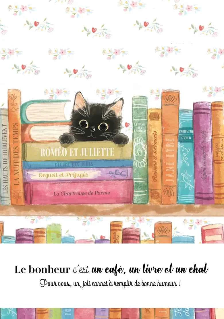 Carnet Le bonheur c'est un café, un livre et un chat