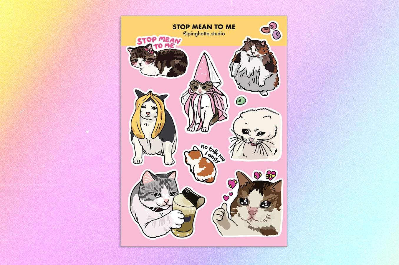 Sticker Sheet Meme Chats Stop Mean To Me Ping Hatta Studio - Rocket