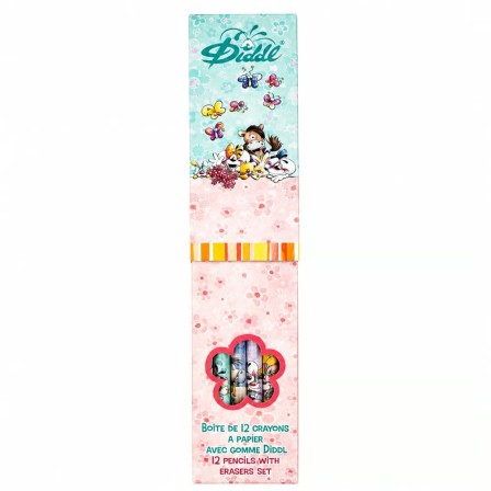 Lot de 12 crayons à papier embout gomme Diddl