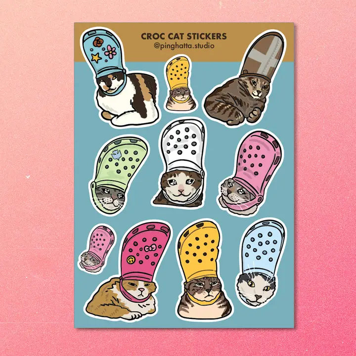 Sticker Sheet Meme Chats Crocs Ping Hatta Studio - Rocket