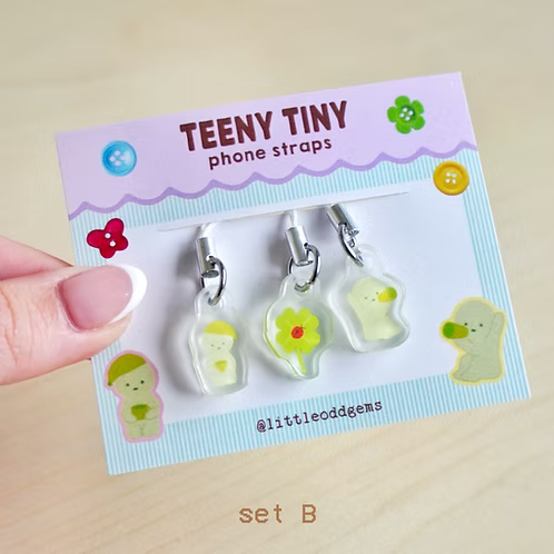 Straps pour téléphone Smiski par Little Odd Gems - Pack de 3 straps - 15 cm