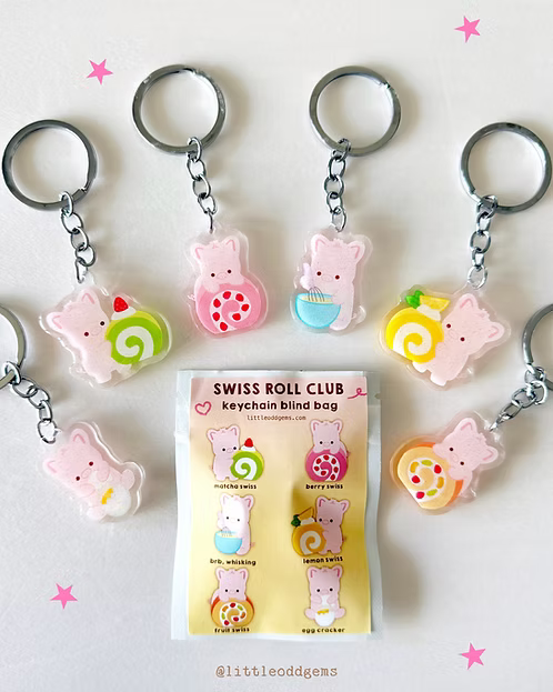 Blind Bag Porte-clé Pig Swiss Roll Little Odd Gems