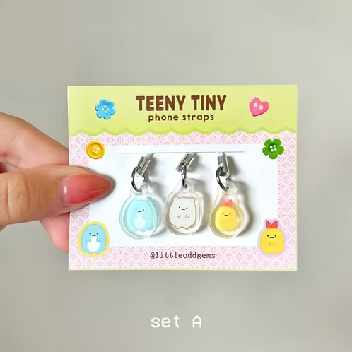 Straps pour téléphone Sumikko Gurashi par Little Odd Gems - Pack de 3 straps - 15 cm