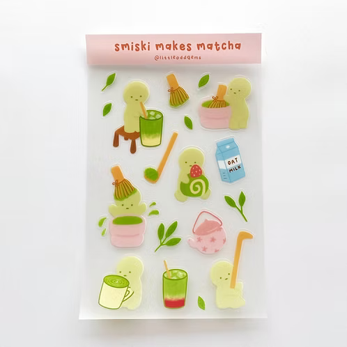 Sticker Sheet Smiski Matcha - Little Odd Gems