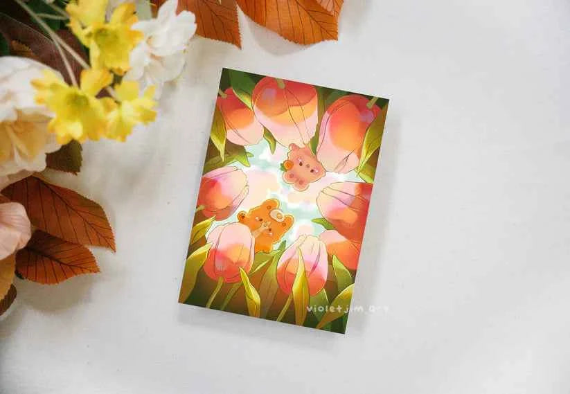 Print Tulip Garden A6 Violet Jim Art