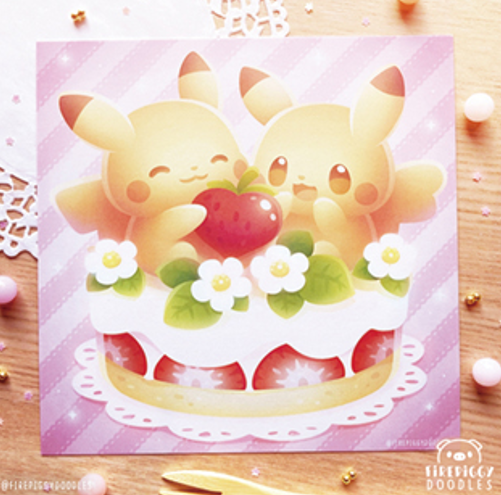Print carré Pikachu par Firepiggy