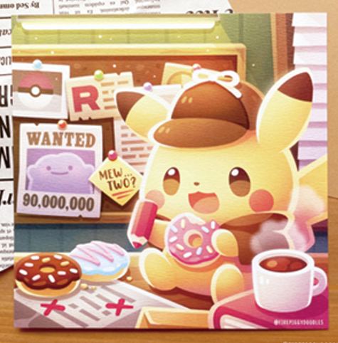 Print carré Détective Pikachu par Firepiggy
