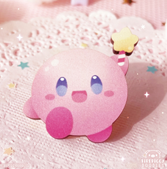 Pin’s en bois Kirby par Firepiggy