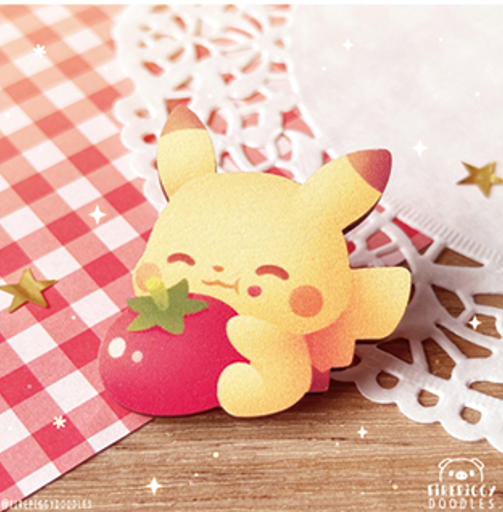 Pin’s en bois Pikachu Tomato Lover par Firepiggy