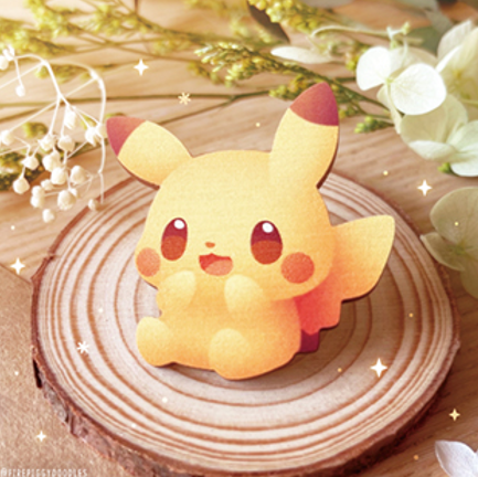Pin’s en bois Pikachu par Firepiggy