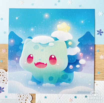 Print carré Bulbizarre Neige par Firepiggy