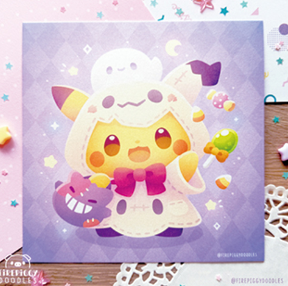 Print carré Pikachu Mimiqui par Firepiggy