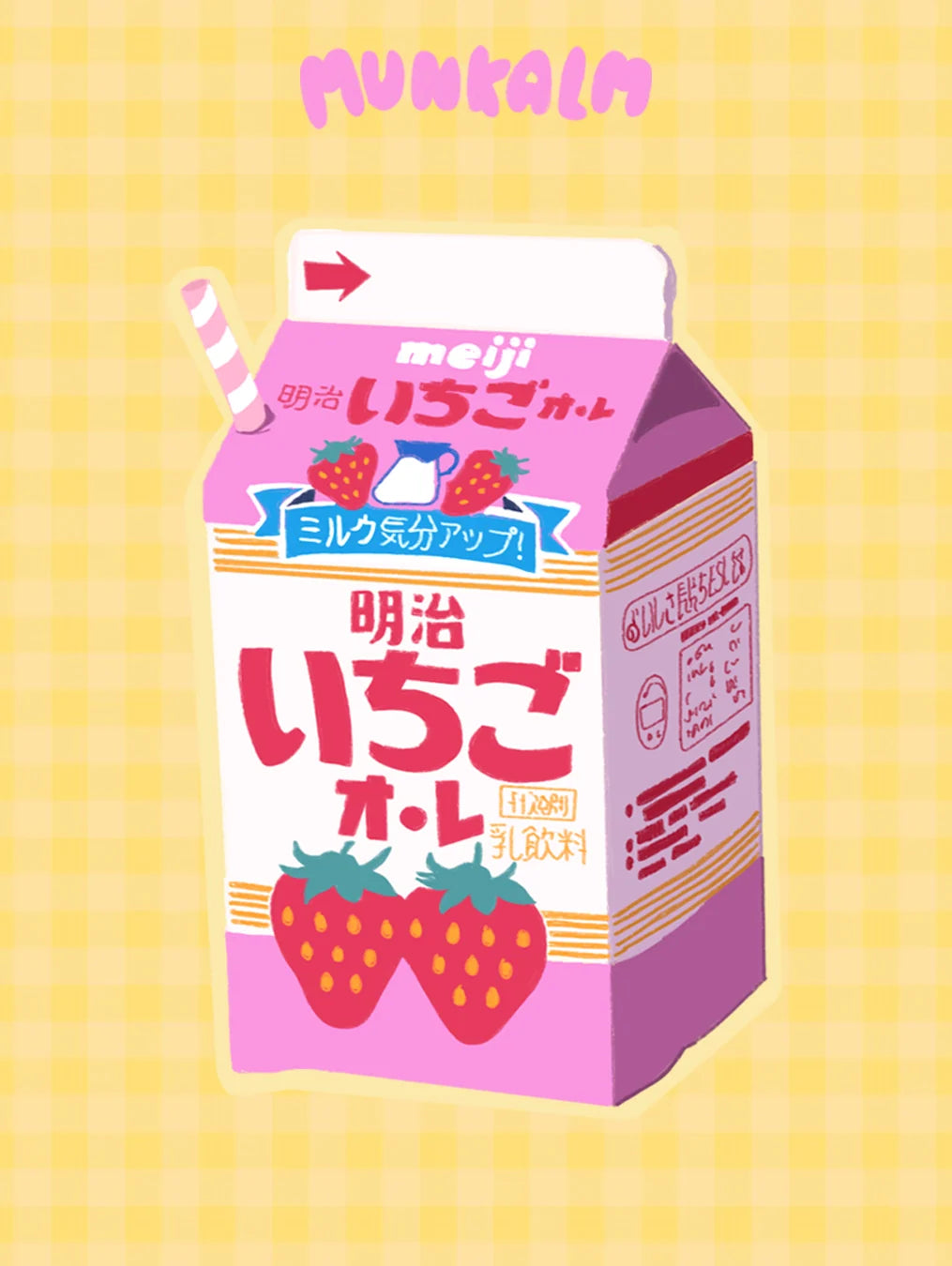 Sticker Lait Fraise par Munkalm