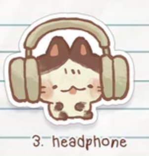 Sticker Headphone Cat par Berriemoo