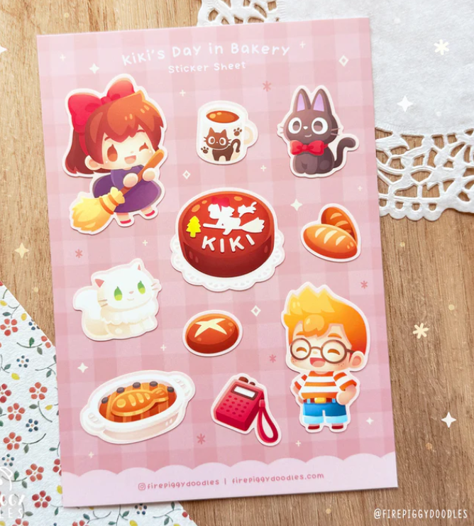 Sticker Sheet Kiki la Petite Sorcière par Firepiggy