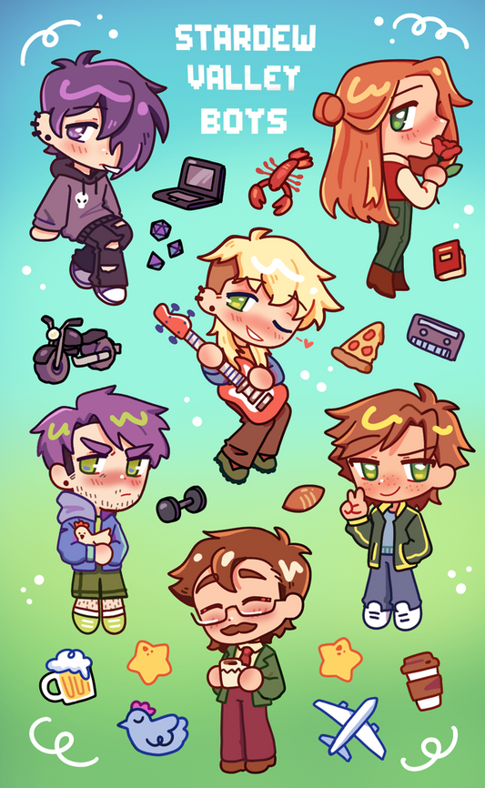 Sticker Sheet Stardew Valley Boys par Finnfinn