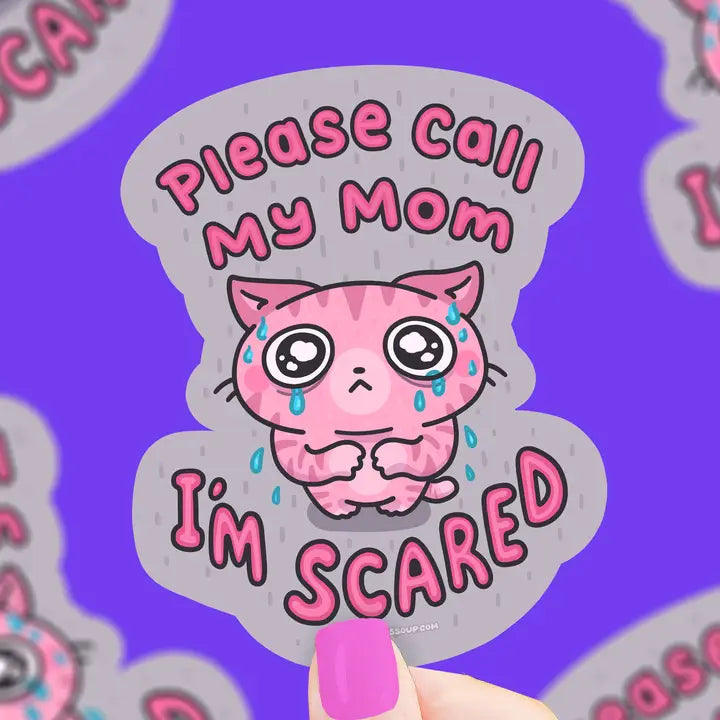 Sticker en vinyle Chat Please Call My Mom I am Scared - Turtle's Soup - Rocket
