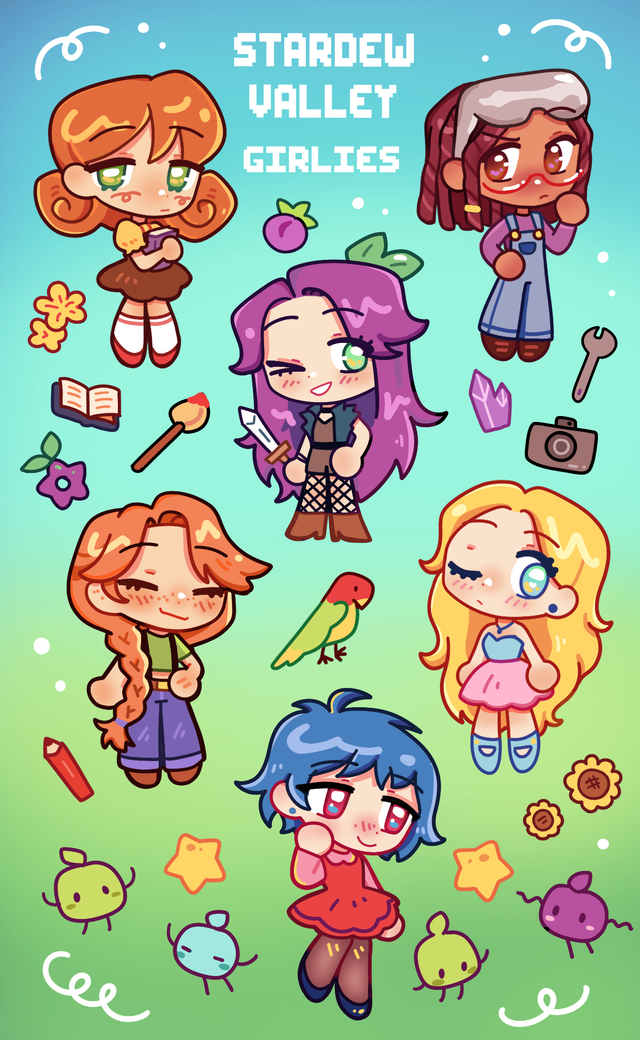 Sticker Sheet Stardew Valley Girls par Finnfinn