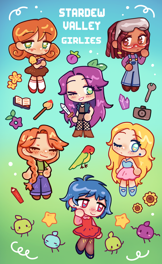 Sticker Sheet Stardew Valley Girls par Finnfinn