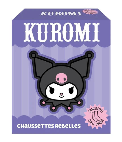 Kuromi - Chausettes rebelles. Coffret avec 1 paire de chaussettes, 1 livre de coloriages