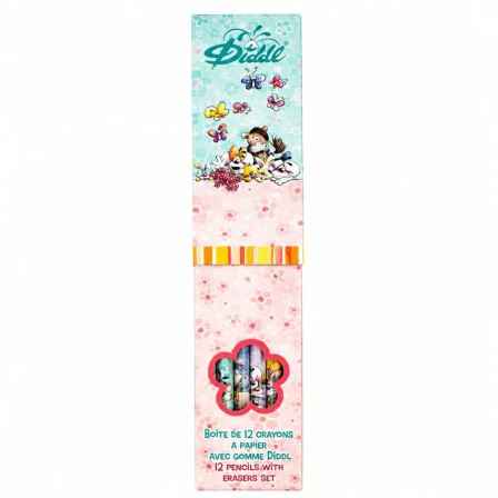 Lot de 12 crayons à papier embout gomme Diddl