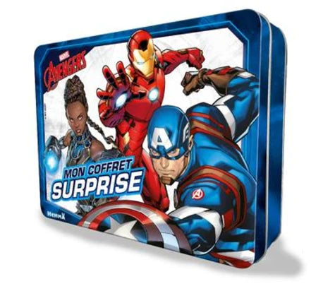 Mon coffret surprise Marvel Avengers - Avec 64 pages de jeux et coloriages, des autocollants, un masque, des pochoirs, des tatouages, 1 poster, 3 fig