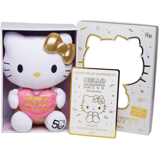 Peluche Hello Kitty Deluxe Anniversaire 50th Edition Gold - 30cm [EN PRECOMMANDE]